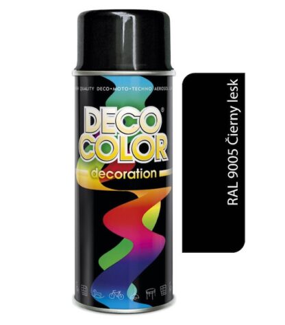 DecoColor, barva ve spreji DECO lesklá RAL 9005 černá - 400 ml